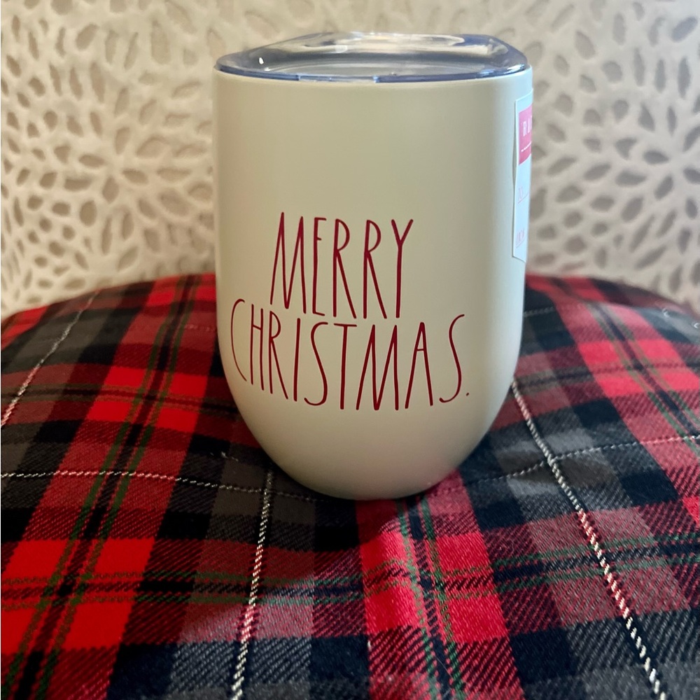 New Rae Dunn Merry Christmas Metal cup with lid